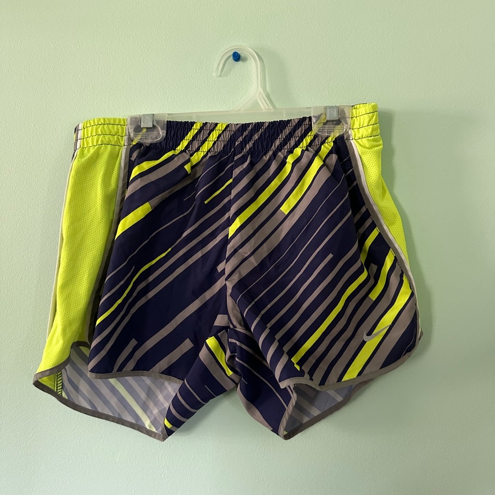 Nike Dri-FIT Neon Green and Navy Athletic Shorts